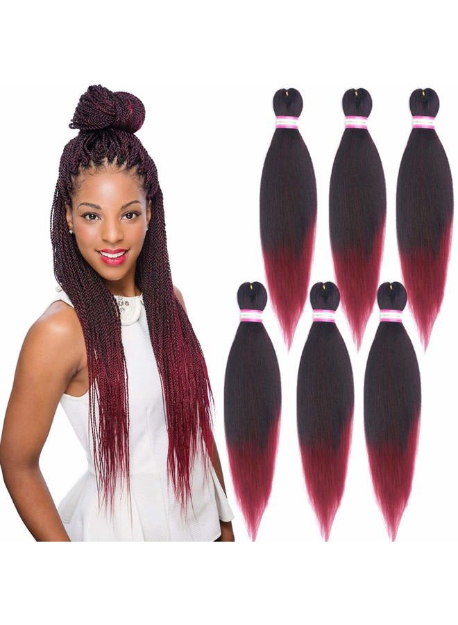 Dorsanee Ombre Burgundy Braiding Hair Pre Stretched 20 Inch 8 Packs Braiding Hair Extensions for Crochet Box Braids Twists Locs Hair Itch Free Soft Yaki Texture Hot Water Setting (20inch,#1B/Bug) - Image 1