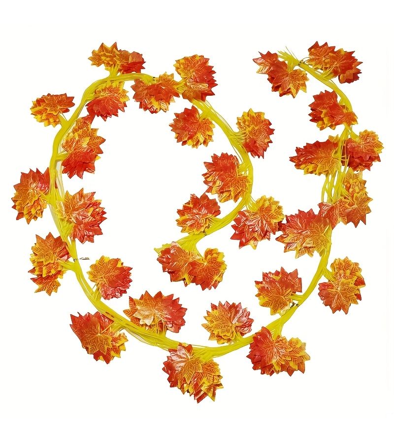 Set Of 5 Artificial Red Maple Leaf Vines 20 Leaves Big Grape Leaf Octagonal Garlands For Autumn Home Decor Party Decorations - Image 4