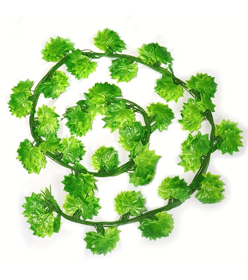 Set Of 5 Artificial Red Maple Leaf Vines 20 Leaves Big Grape Leaf Octagonal Garlands For Autumn Home Decor Party Decorations - Image 5