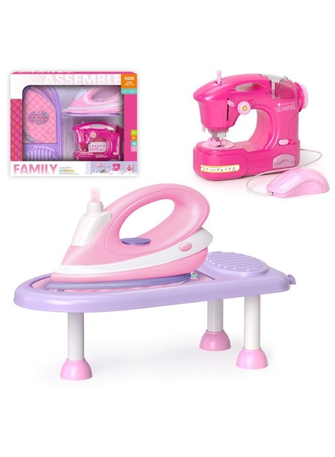 Kids Pretend Play Electric Sewing Machine, Iron & Board Set – 3-Piece Household Appliance Toy Set for Boys and Girls - Image 1