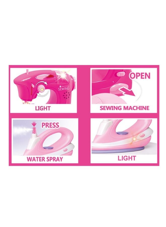 Kids Pretend Play Electric Sewing Machine, Iron & Board Set – 3-Piece Household Appliance Toy Set for Boys and Girls - Image 2
