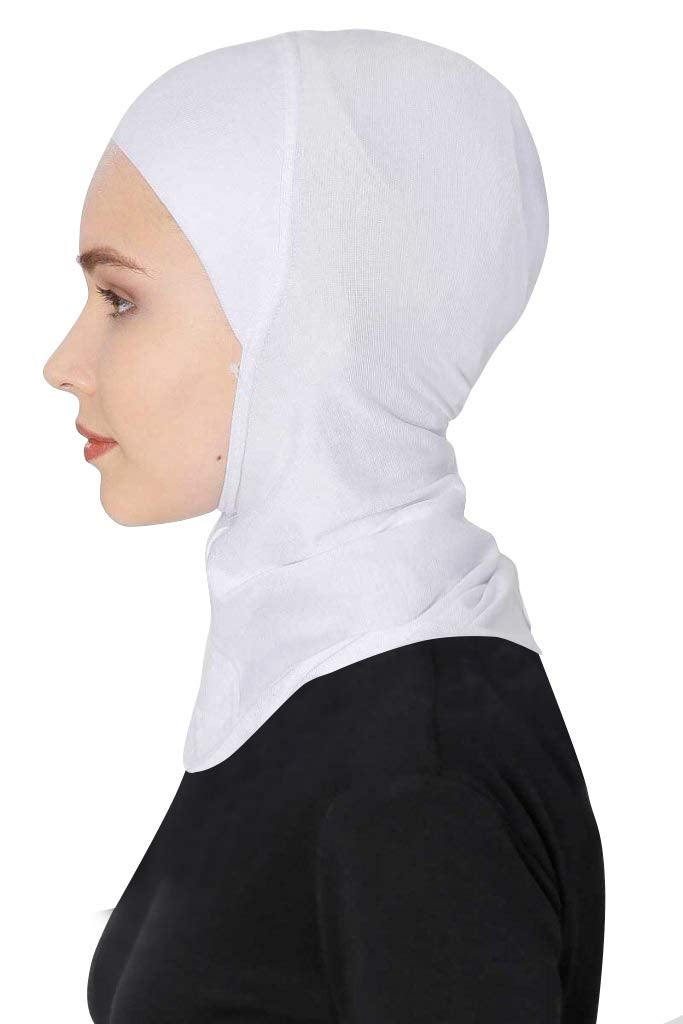 GERINLY White Islamic Head Scarf Soft Underscarf Hijab Cap Lightweight Hijab Clown Full Cover Head Wrap for Swimming (White) - Image 3