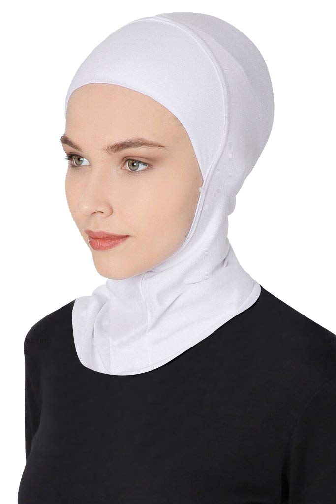 GERINLY White Islamic Head Scarf Soft Underscarf Hijab Cap Lightweight Hijab Clown Full Cover Head Wrap for Swimming (White) - Image 1
