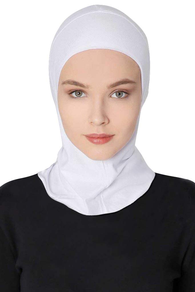 GERINLY White Islamic Head Scarf Soft Underscarf Hijab Cap Lightweight Hijab Clown Full Cover Head Wrap for Swimming (White) - Image 2