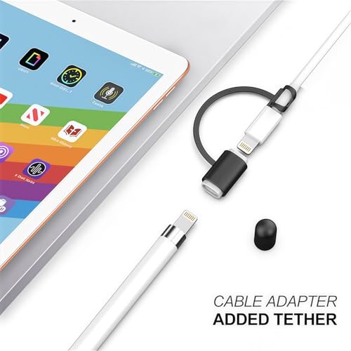 siduater [4-Pack] Silicone Protective Accessories for Apple Pencil 1st Generation, Includes 1 Apple Pencil Cap Replacements, Cap Holder, Tip Cover, Adapter Tether - Black - Image 5
