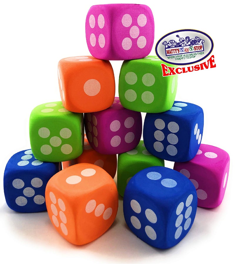 ماتي محطة الألعاب Deluxe Large 2.25 "" Eva Foam Dice (حزمة 12) مع حقيبة تخزين لعبة Stop Storage Bonus Matty's - Image 4