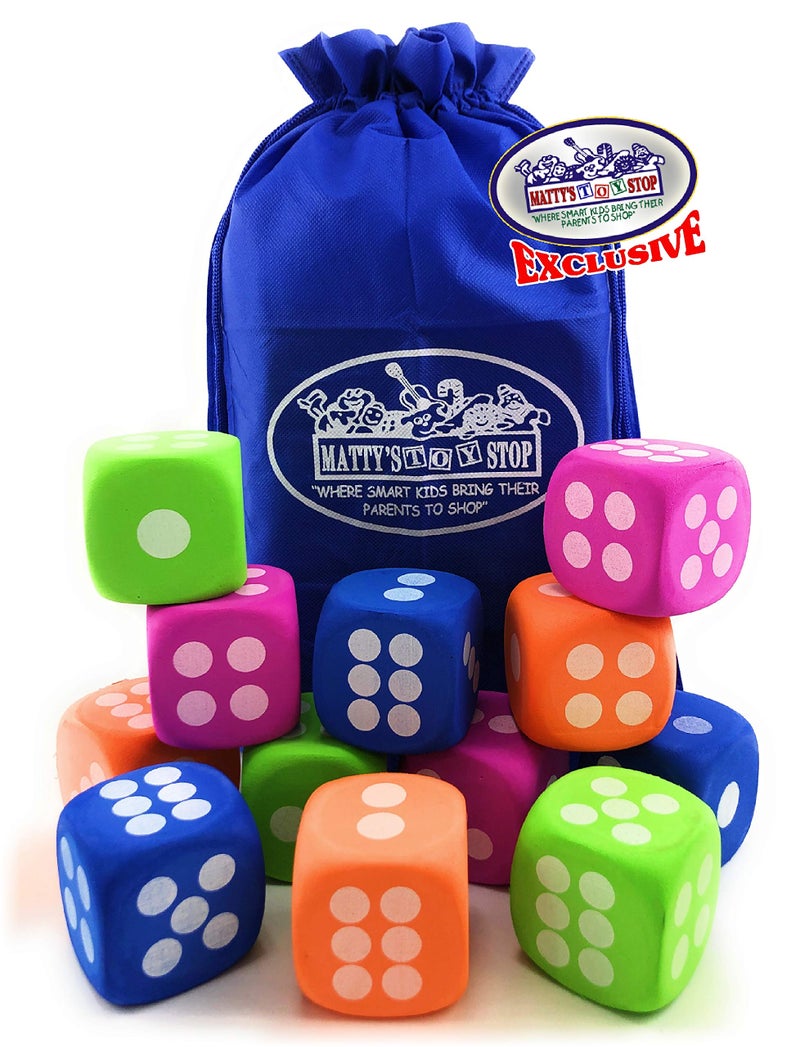 ماتي محطة الألعاب Deluxe Large 2.25 "" Eva Foam Dice (حزمة 12) مع حقيبة تخزين لعبة Stop Storage Bonus Matty's - Image 3