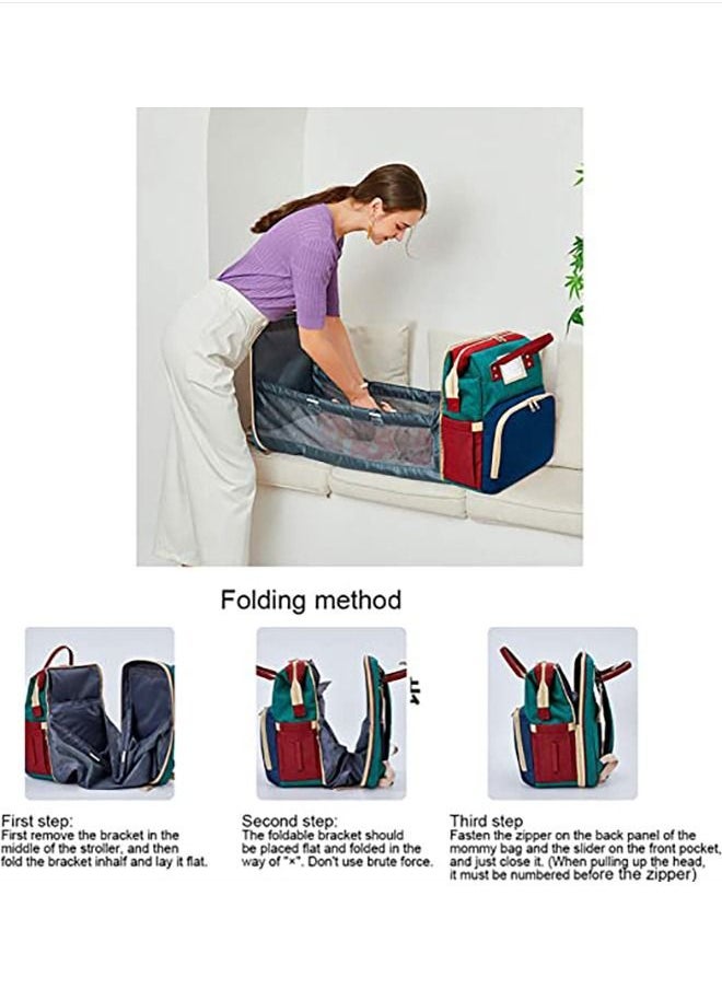 Arabest - Diaper Bag Backpack with Changing Station, Travel Baby Nappy Bag with USB Charging Large Capacity Diaper Bag Totes with Portable Travel Bassinet Waterproof Mommy Bag for Essentials New Born Boy Girl - Image 1