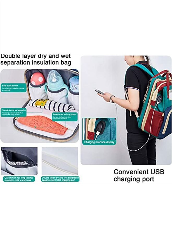 Arabest - Diaper Bag Backpack with Changing Station, Travel Baby Nappy Bag with USB Charging Large Capacity Diaper Bag Totes with Portable Travel Bassinet Waterproof Mommy Bag for Essentials New Born Boy Girl - Image 1