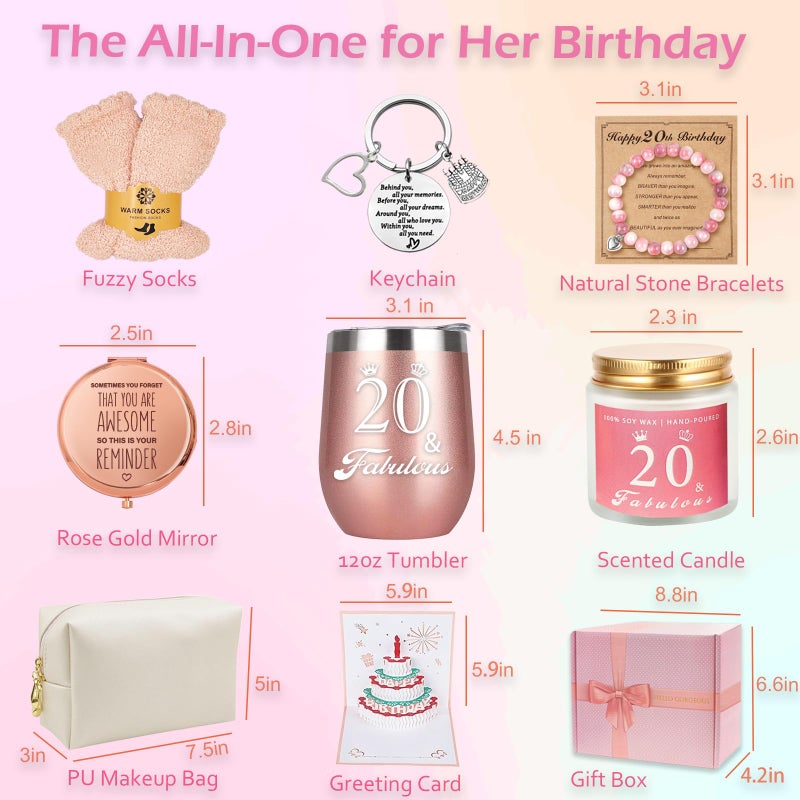 Awfrky 20th Birthday Gifts For Girls, Happy 20th 20 Year Old Girl Birthday Basket Gifts Box for Best Friends Female Daughter Sister Her Girlfriend Coworker Bestie Women Birthday Unique - Image 2