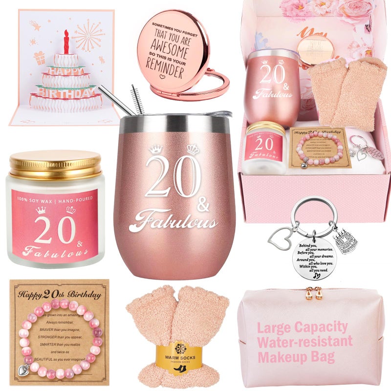 Awfrky 20th Birthday Gifts For Girls, Happy 20th 20 Year Old Girl Birthday Basket Gifts Box for Best Friends Female Daughter Sister Her Girlfriend Coworker Bestie Women Birthday Unique - Image 1