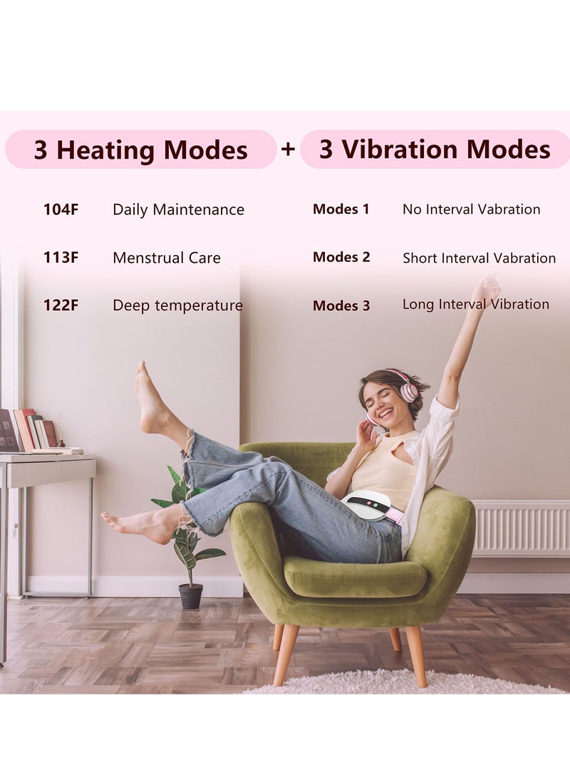 Excefore Portable Cordless Heating Pad, Pad for Back Pain with 3 Heat Levels and Vibration Massage Modes, White - Image 2