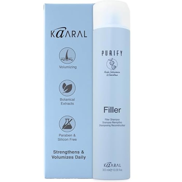 Kaaral Purify Filler Shampoo - Strengthening & Volumizing Formula for Women & Men - Thickening Hair Care for Fuller Appearance, Repair and Nourishment of Fine or Damaged Hair - 300ml - Image 1