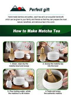 HomarKet Japanese Matcha Set with Whisk and Bowl, 4 Pack Tea Ceremony Accessory Kit, Whisk, White Ceramic Holder, Traditional Scoop, Perfect to Prepare a Cup of Matcha  - Image 2