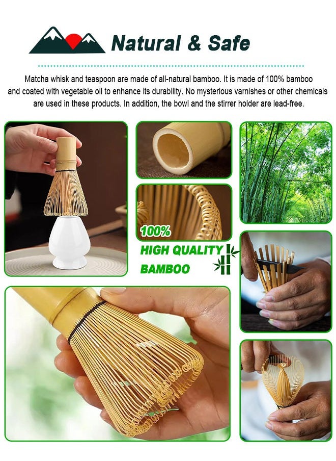 HomarKet Japanese Matcha Set with Whisk and Bowl, 4 Pack Tea Ceremony Accessory Kit, Whisk, White Ceramic Holder, Traditional Scoop, Perfect to Prepare a Cup of Matcha  - Image 5