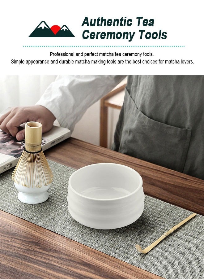 HomarKet Japanese Matcha Set with Whisk and Bowl, 4 Pack Tea Ceremony Accessory Kit, Whisk, White Ceramic Holder, Traditional Scoop, Perfect to Prepare a Cup of Matcha  - Image 3