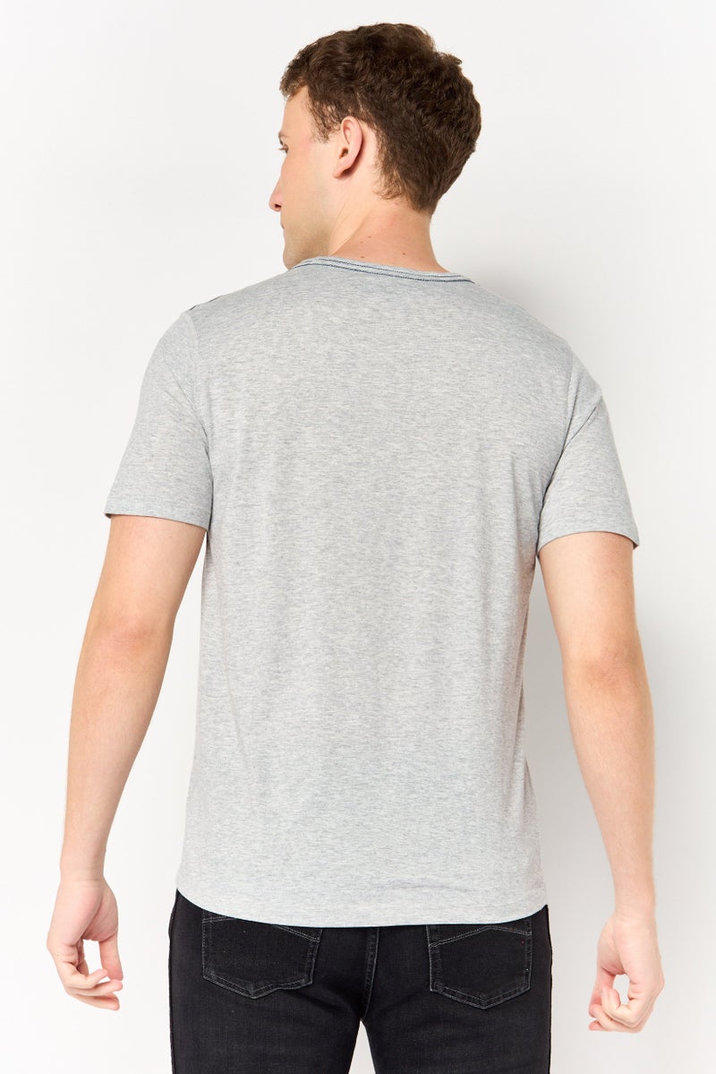 Project Essentials Men Crew Neck Short Sleeve Solid T-Shirt, Heather Grey - Image 4