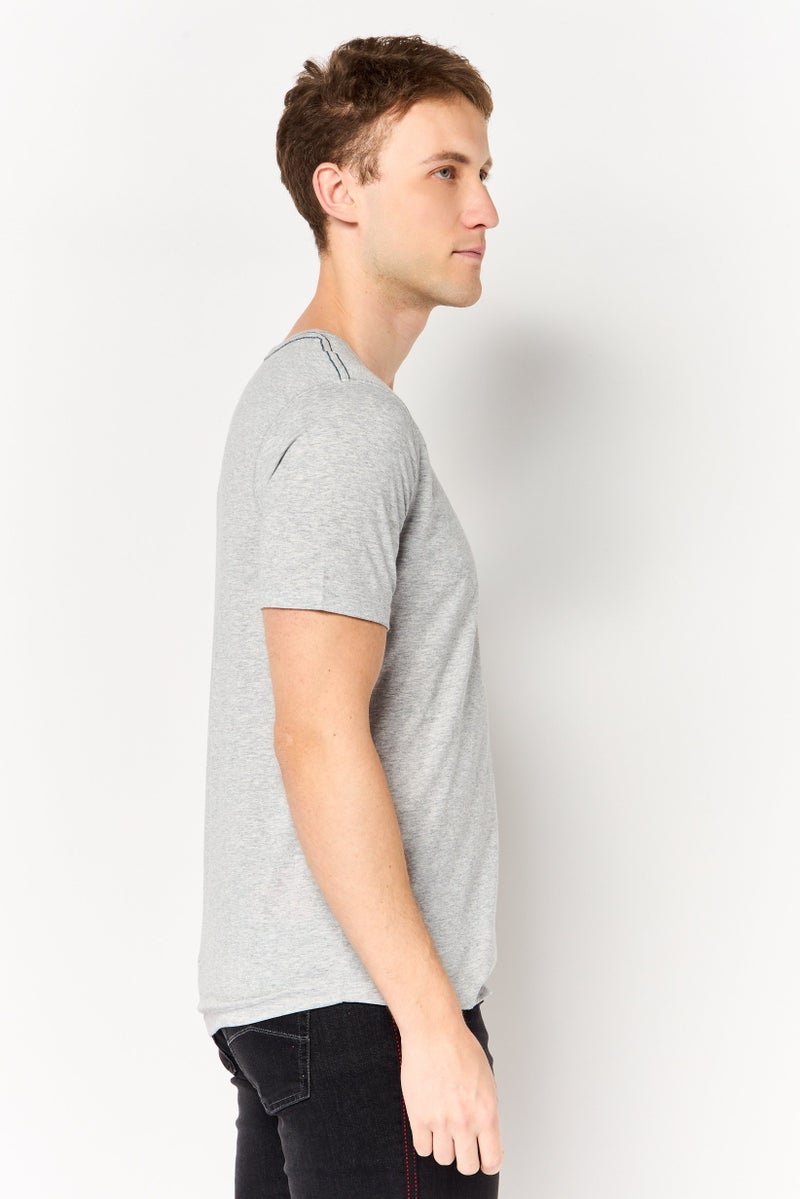 Project Essentials Men Crew Neck Short Sleeve Solid T-Shirt, Heather Grey - Image 3