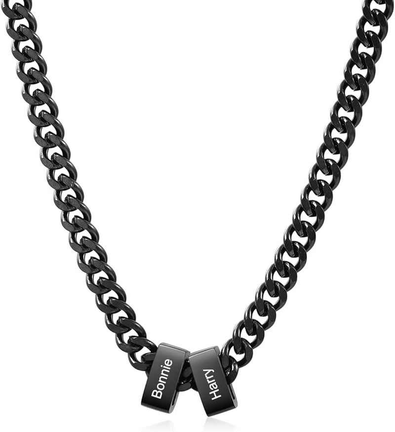 Custom Black Stainless Steel Name Necklace For Men Personalized Anniversary Gift - Image 1