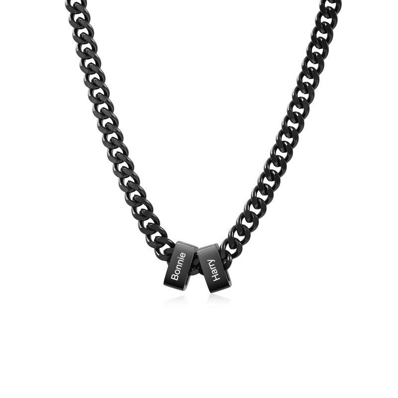 Custom Black Stainless Steel Name Necklace For Men Personalized Anniversary Gift - Image 2