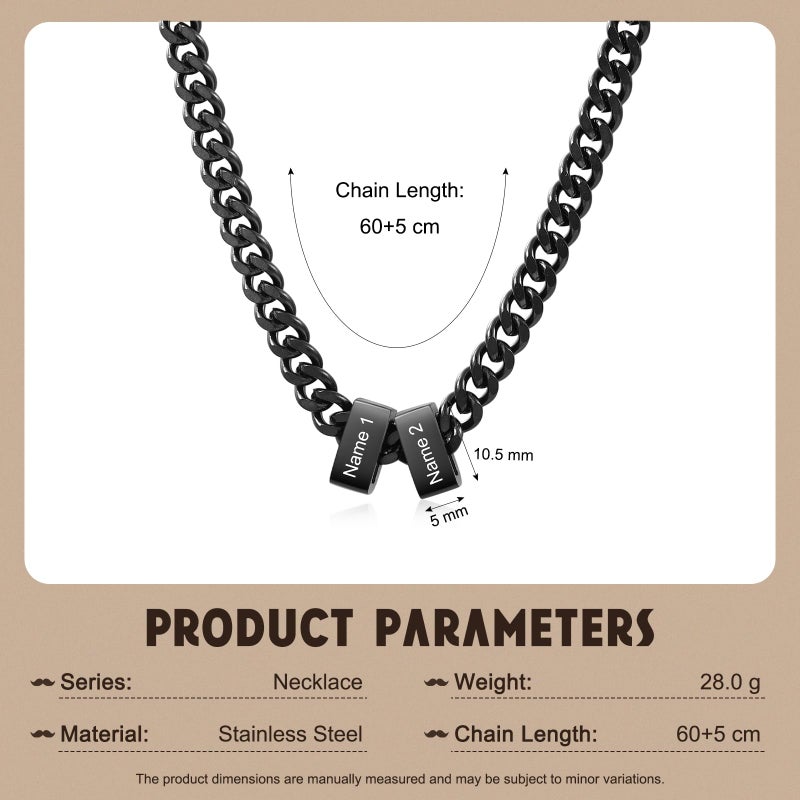 Custom Black Stainless Steel Name Necklace For Men Personalized Anniversary Gift - Image 3