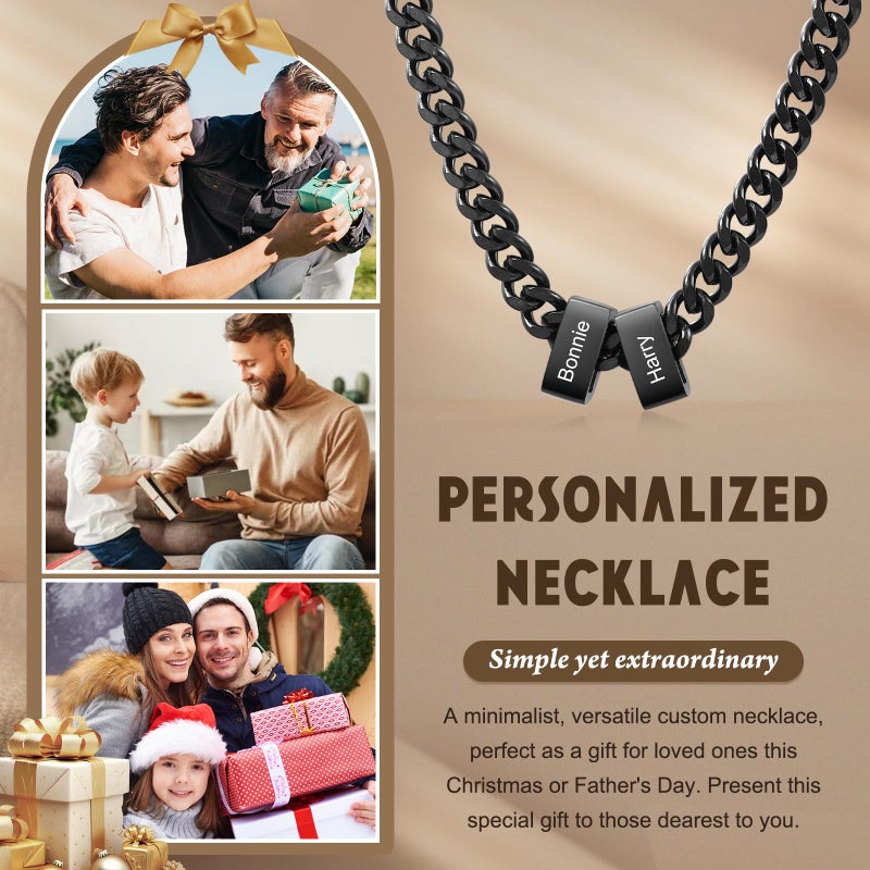 Custom Black Stainless Steel Name Necklace For Men Personalized Anniversary Gift - Image 4