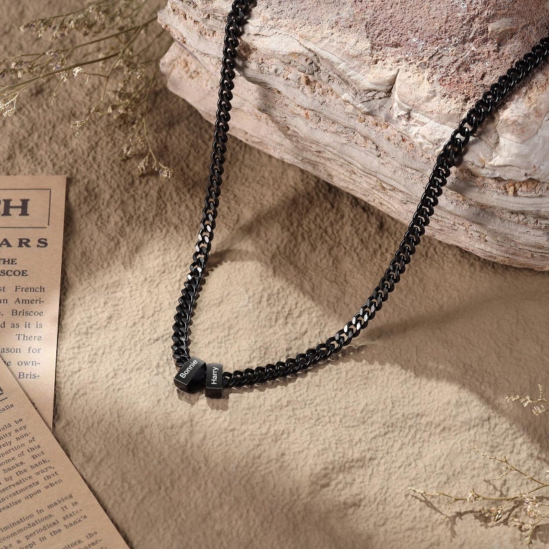 Custom Black Stainless Steel Name Necklace For Men Personalized Anniversary Gift - Image 5