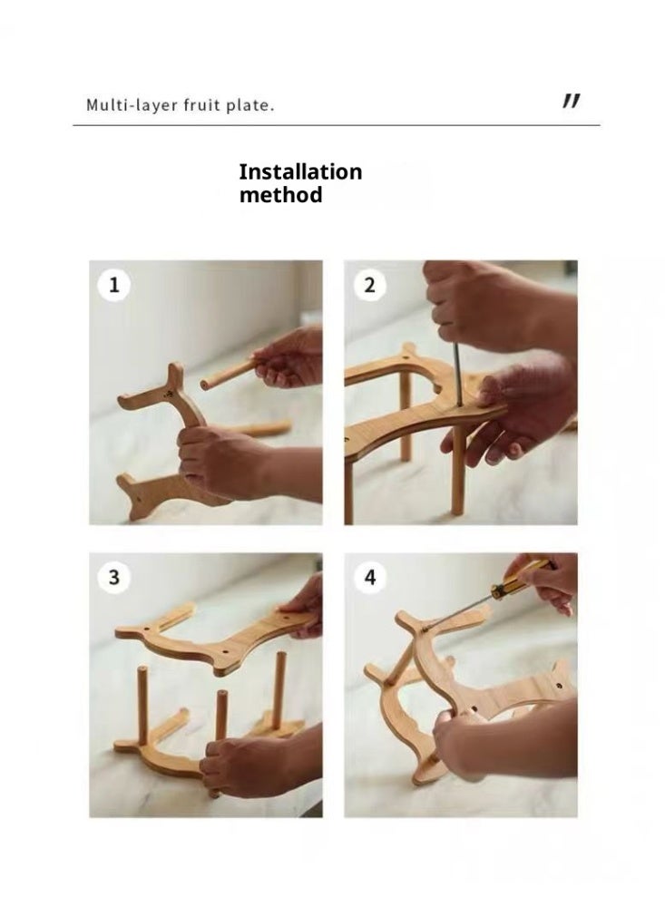 سلة وعاء فواكه كونترتوب المطبخ ، رف فواكه من 3 طبقات مع رف خشبي ذهبي لصينية الطعام والخضروات والكعك وحلويات الحفلات - Image 3