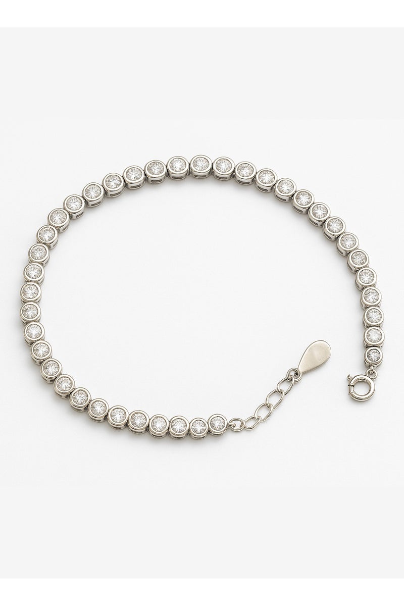 Ready For Chai 925 Sterling Silver Bezel-Set CZ Tennis Bracelet | Adjustable, Anti-Tarnish Finish | White/Yellow/Rose Gold Plating - Image 2
