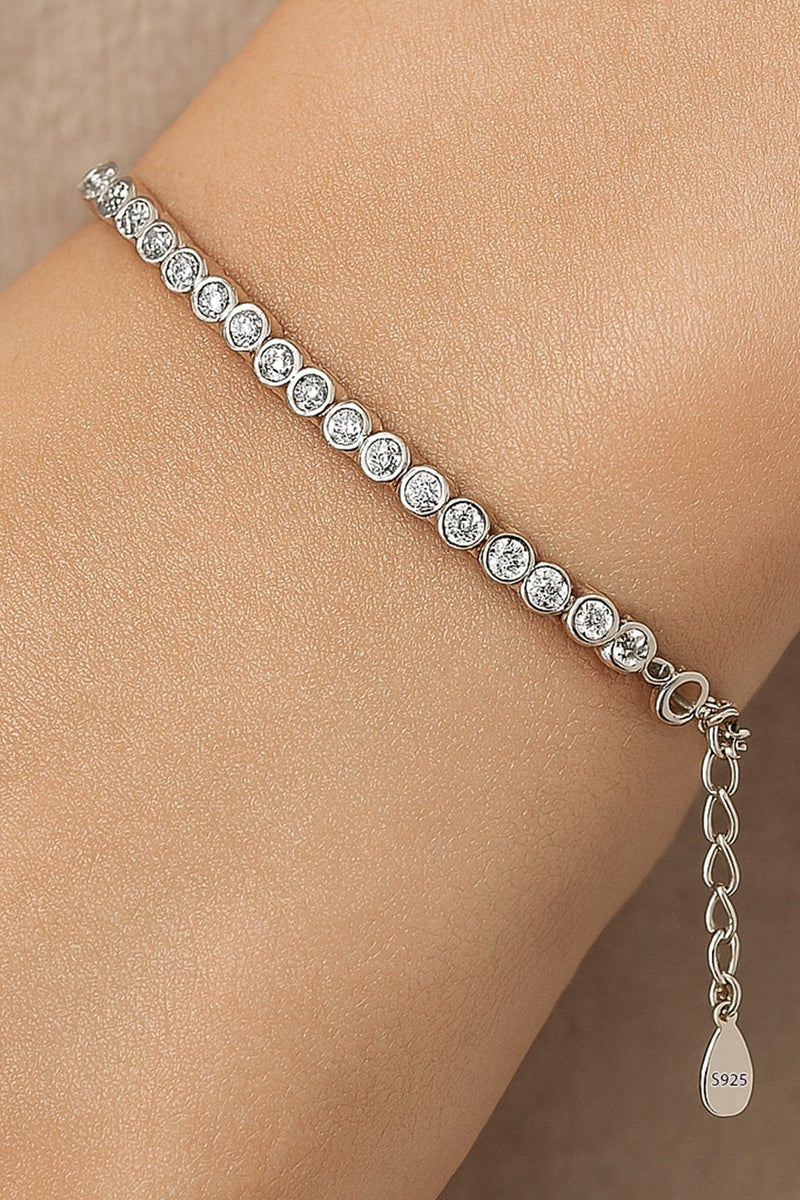 Ready For Chai 925 Sterling Silver Bezel-Set CZ Tennis Bracelet | Adjustable, Anti-Tarnish Finish | White/Yellow/Rose Gold Plating - Image 1