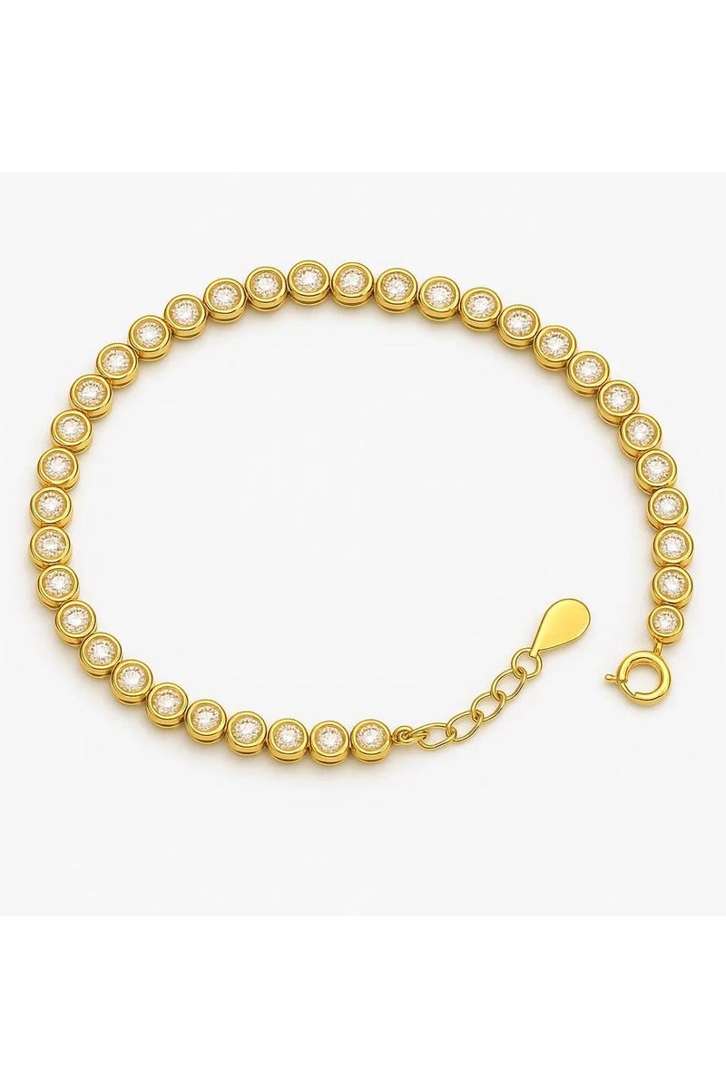 Ready For Chai 925 Sterling Silver Bezel-Set CZ Tennis Bracelet | Adjustable, Anti-Tarnish Finish | White/Yellow/Rose Gold Plating - Image 3