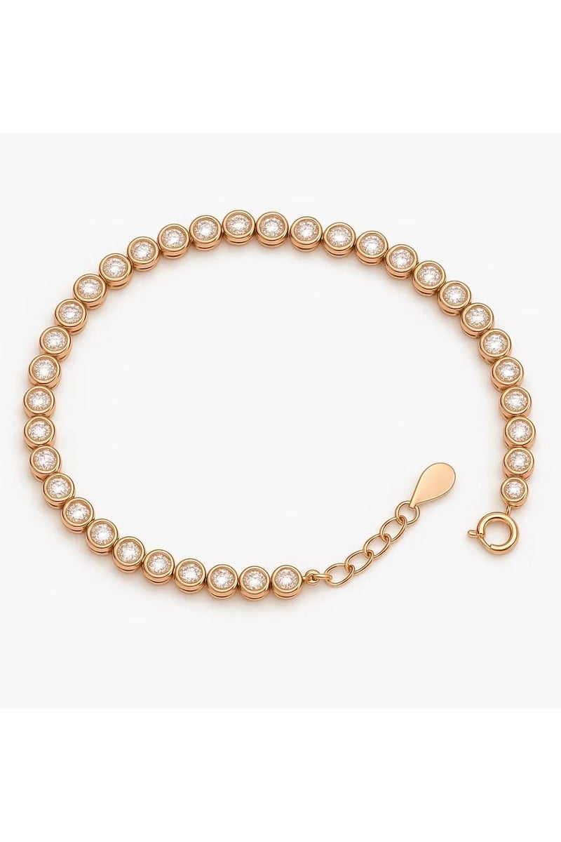 Ready For Chai 925 Sterling Silver Bezel-Set CZ Tennis Bracelet | Adjustable, Anti-Tarnish Finish | White/Yellow/Rose Gold Plating - Image 4