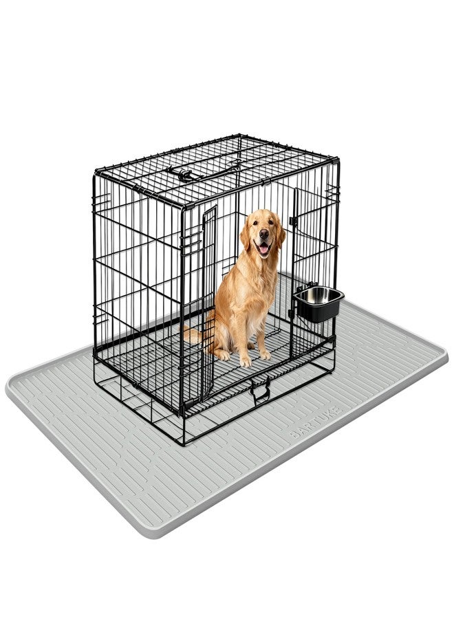 Bartuke Silicone Dog Crate Mat, 36" x 24" Crate Liner for Dog Cages, Kennel Mat with Raised Edge, Washable, Waterproof, Leakproof, Protect Floors - Image 1