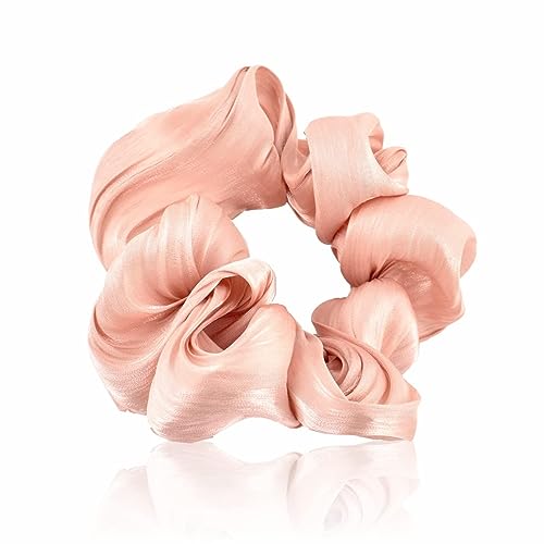 GUBB Satin Scrunchies For Women | Minimises Hair Loss & Breakage | Reduces Damage & Split Ends | Frizz-Free & Crease-Free | Anti-Breakage Hair Ties | Scrunchie For Girls - Peach Swirl - Image 1