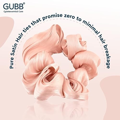 GUBB Satin Scrunchies For Women | Minimises Hair Loss & Breakage | Reduces Damage & Split Ends | Frizz-Free & Crease-Free | Anti-Breakage Hair Ties | Scrunchie For Girls - Peach Swirl - Image 5