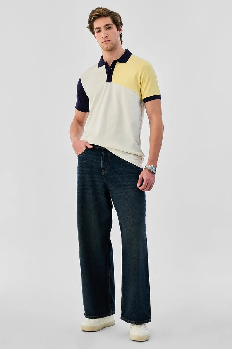 SNITCH Regular Fit 100% Cotton Polo Colour-block T-Shirt