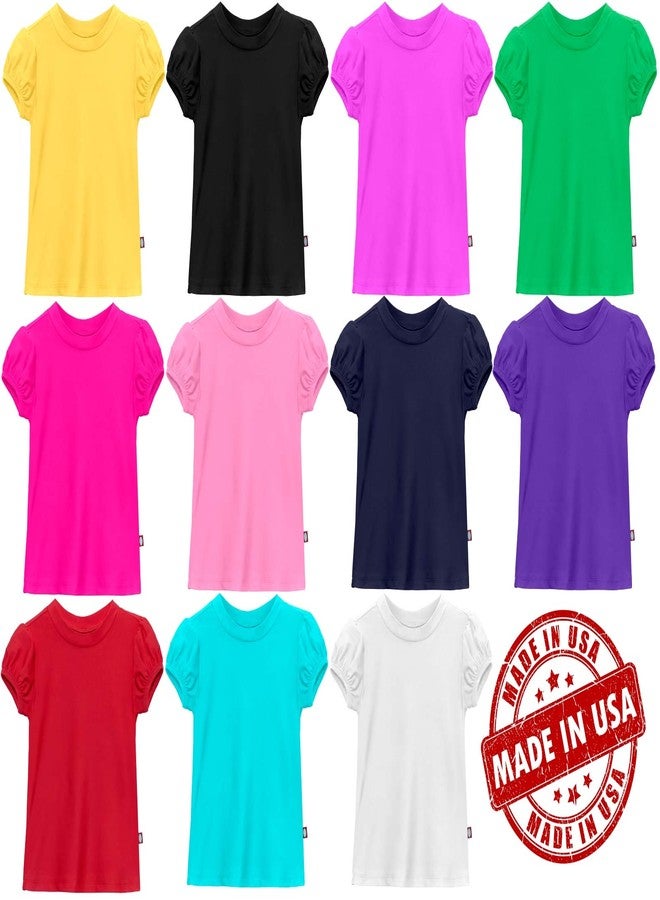City Threads Made in USA Girls' Puff Short Sleeve Rashguard Swimming Shirt Swim Top Rash Guard UPF Sun Protection for Summer Beach Pool and Play, Medium Pink, 2T - Image 2