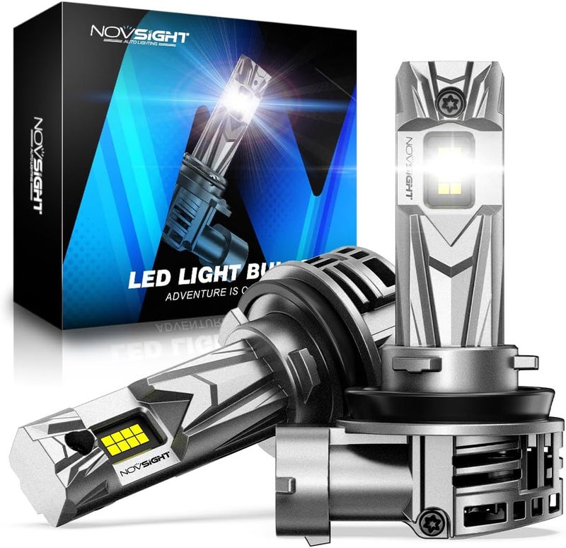 NOVSIGHT H11 LED Headlight Bulb - 27000LM 1:1 Size H11 Headlight Bulb, 600% 6500K Cool White Super Bright H8 H9 Bulb Conversion Kit, Plug and Play,IP68 Waterproof,Pack of 2 - Image 1