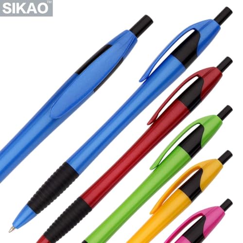 Sikao Pens Bulk, 60 Pack Gripped Slimster Ballpoint Pens, Black Ink 1.0mm Medium Point Smooth Writing, Retractable Click Pens with Comfort Grip for Teachers, Students, Office, School & Restaurant Use - Image 3