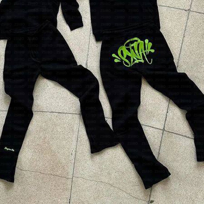 Retro Y2K Hoodie Unisex Streetwear Print black pants