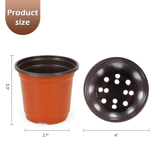 Hemikaki 300 Pack 4 Inch Plastic Nursery Pots for Plants, Small Seedling Pots Succulent Pots Flower Pots with Drainage Holes, Come with 300pcs Plant Labels - Image 2