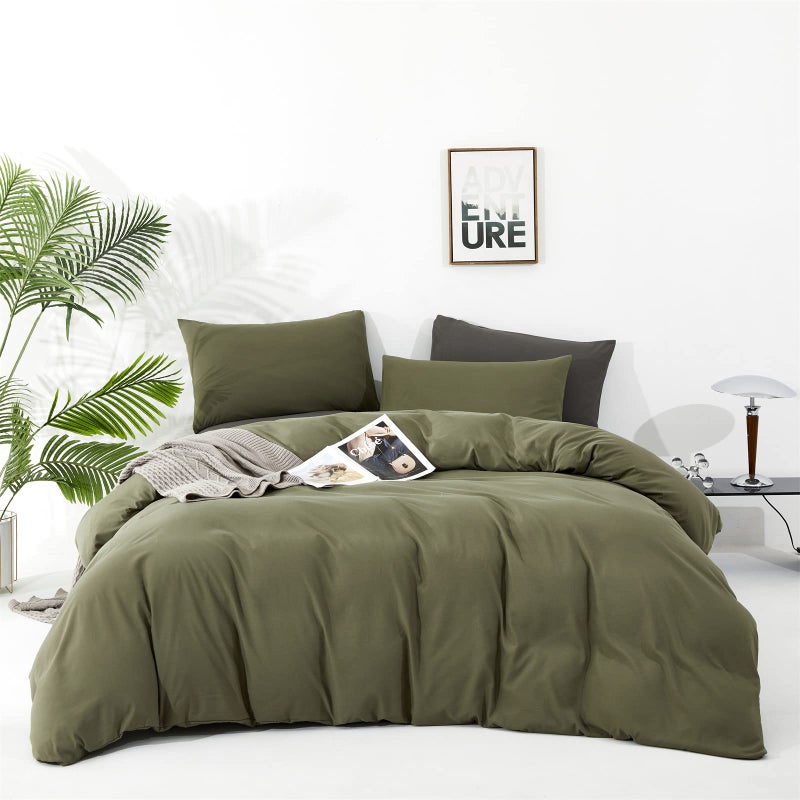 CLOTHKNOW Olive Green Queen Comforter Set 3Pcs Dark Green Bedding Comforter Sets Light Green Queen Comforter Soft Green Queen Size Comforter Sets - Image 1