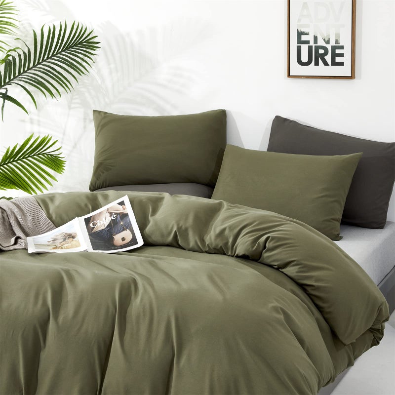 CLOTHKNOW Olive Green Queen Comforter Set 3Pcs Dark Green Bedding Comforter Sets Light Green Queen Comforter Soft Green Queen Size Comforter Sets - Image 2