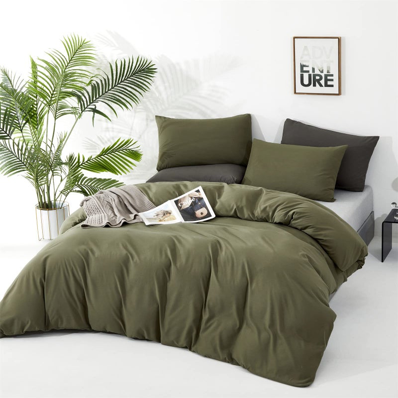 CLOTHKNOW Olive Green Queen Comforter Set 3Pcs Dark Green Bedding Comforter Sets Light Green Queen Comforter Soft Green Queen Size Comforter Sets - Image 5