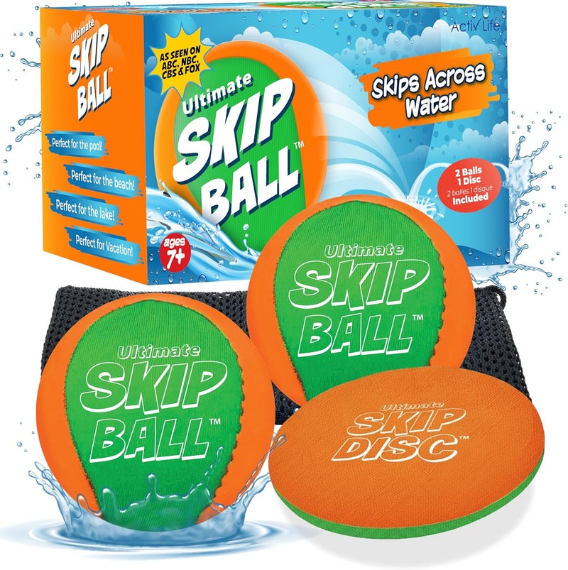 Activ Life The Ultimate Skip Ball – Water Bouncing Ball (2 Pack) Create Lasting Memories with Your Friends & Family at The Beach, Lake or Pool - Great for All Ages - Image 1