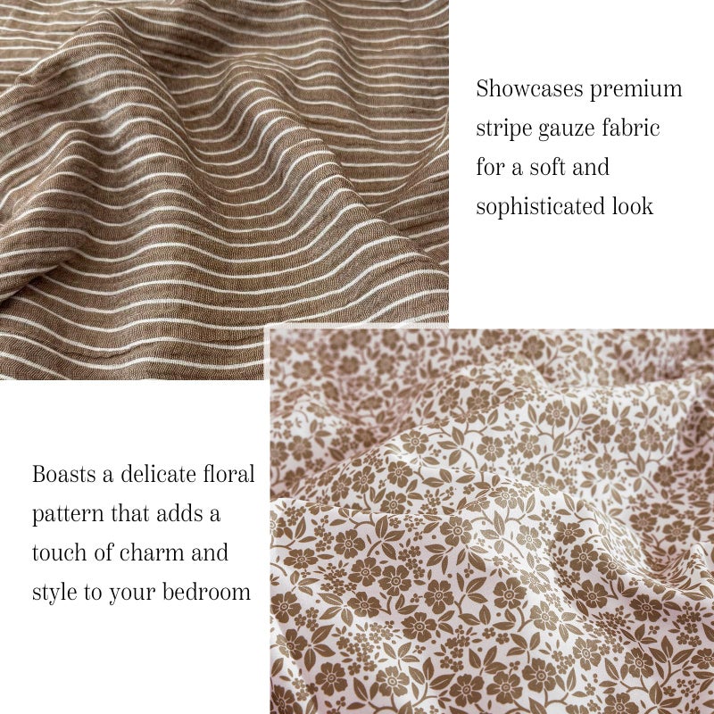 BLOOMHAVEN Queen Comforter Set - 7 Pieces Dark Brown Gauze Muslin Bedding Sets for All Seasons, Lightweight Breathable Bed in a Bag Queen with Revesible Farmhouse Comforter, Sheets, Pillowcases & Shams - Image 2
