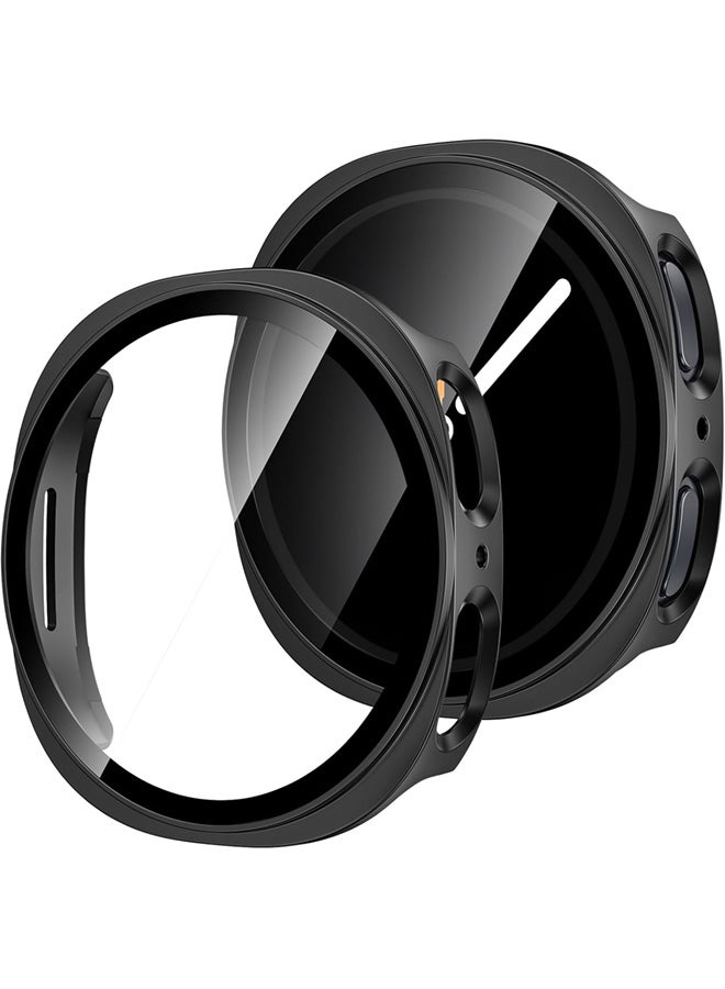 سجيت جراب حماية شاشة Samsung Galaxy Watch 8 2025 مقاس 40 مم، ملحقات، غطاء وجه واقٍ، إطار صلب مع زجاج مقسى مدمج (40 مم، أسود) - Image 1