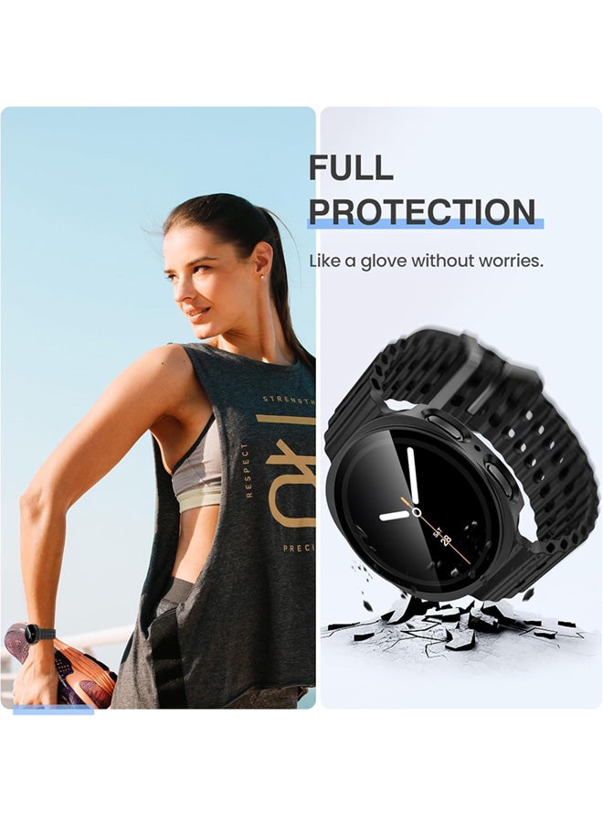 سجيت جراب حماية شاشة Samsung Galaxy Watch 8 2025 مقاس 40 مم، ملحقات، غطاء وجه واقٍ، إطار صلب مع زجاج مقسى مدمج (40 مم، أسود) - Image 3