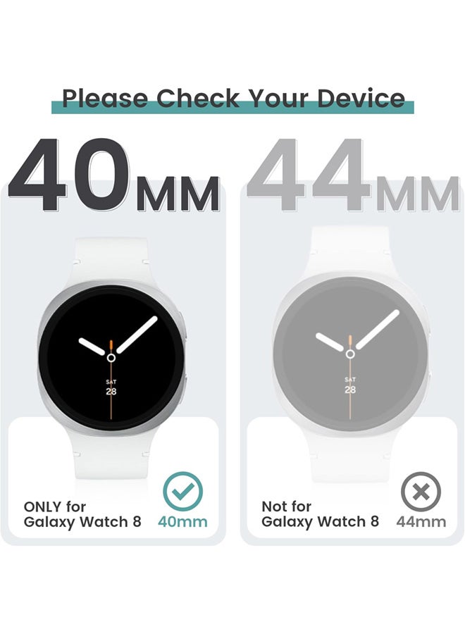 سجيت جراب حماية شاشة Samsung Galaxy Watch 8 2025 مقاس 40 مم، ملحقات، غطاء وجه واقٍ، إطار صلب مع زجاج مقسى مدمج (40 مم، أسود) - Image 2