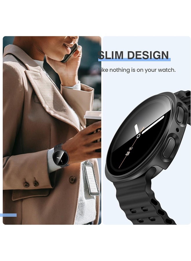 سجيت جراب حماية شاشة Samsung Galaxy Watch 8 2025 مقاس 40 مم، ملحقات، غطاء وجه واقٍ، إطار صلب مع زجاج مقسى مدمج (40 مم، أسود) - Image 4